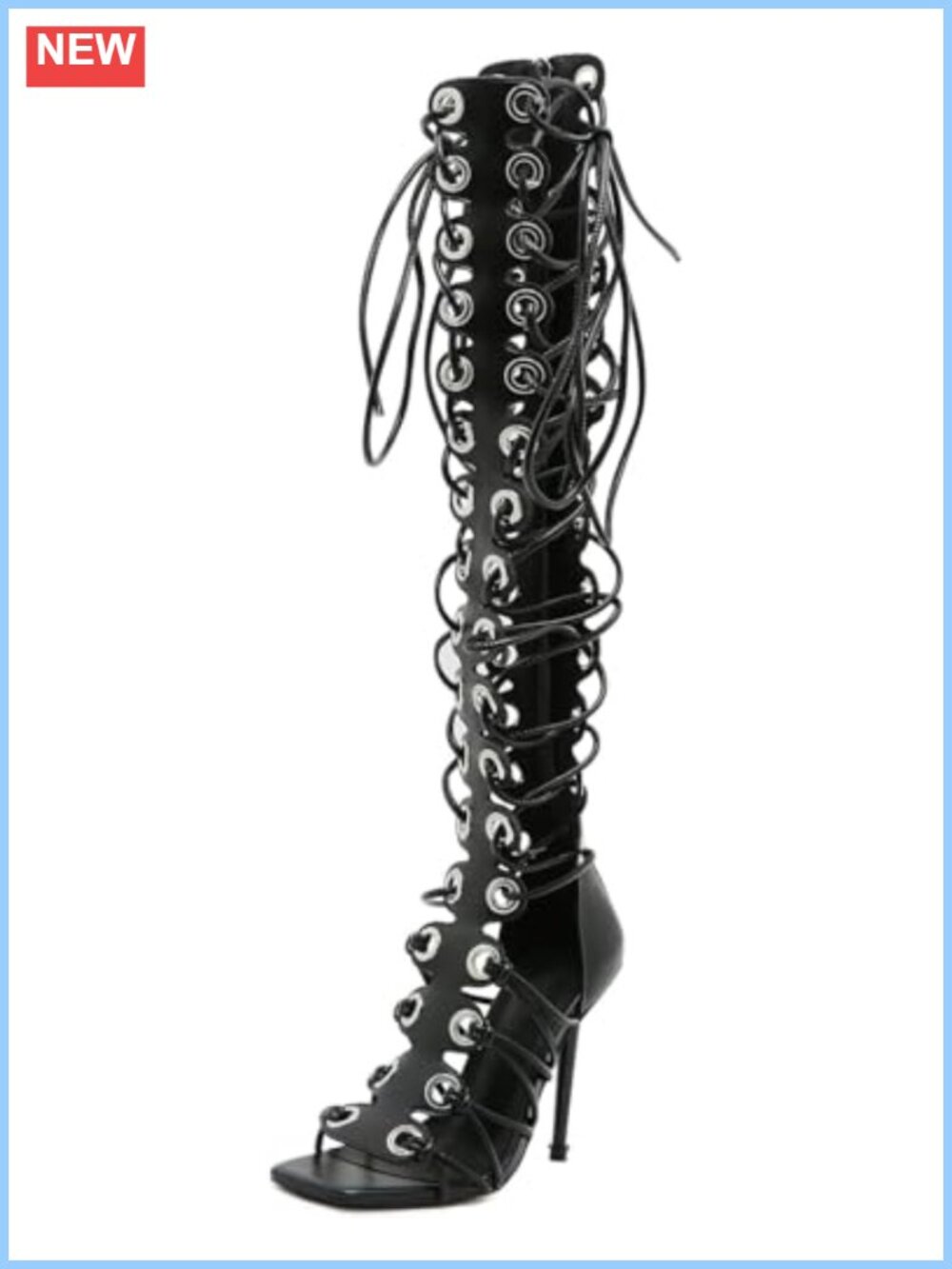 Women Heeled Gladiator Sandals Peep Toe Cut-out Lace Up High Heel Zipper Over
